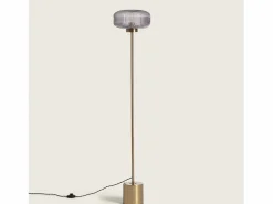 Outlet Ledkia Lámpara de Pie Metal y Cristal Windsor Dorado Multicolor