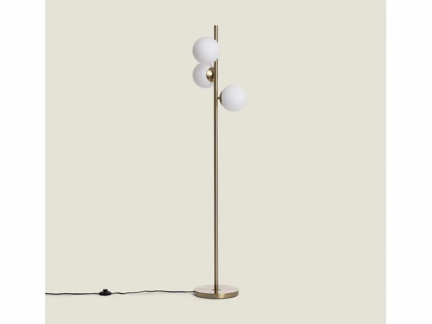 Ledkia Lámpara de Pie Metal y Cristal Moonlight Brass Round 3 Focos Dorado