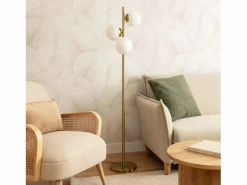 Ledkia Lámpara de Pie Metal y Cristal Moonlight Brass Round 3 Focos Dorado