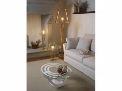 Sale Lámpara de pie Minerva Ø38x166 cm en hierro estilo reticulado Diseño moderno con interruptor de pie Conexión E27 Made in Italy Oro Dorado