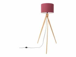 Sollux Lighting Lámpara de pie Natt moderno de tela/PVC/madera - 1 fuentes luminosas - L.77 x A.140 cm - burdeos/madera natural