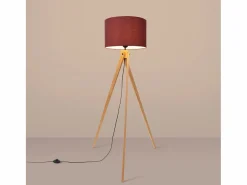 Sollux Lighting Lámpara de pie Natt moderno de tela/PVC/madera - 1 fuentes luminosas - L.77 x A.140 cm - burdeos/madera natural