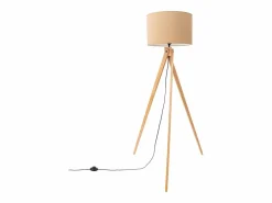 Sollux Lighting Lámpara de pie Natt moderno de tela/PVC/madera - 1 fuentes luminosas - L.77 x A.140 cm - color topo/madera natural