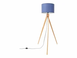 Sollux Lighting Lámpara de pie Natt moderno de tela/PVC/madera - 1 fuentes luminosas - L.77 x A.140 cm - marino/madera natural