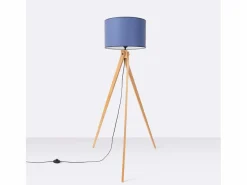 Sollux Lighting Lámpara de pie Natt moderno de tela/PVC/madera - 1 fuentes luminosas - L.77 x A.140 cm - marino/madera natural