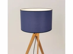 Sollux Lighting Lámpara de pie Natt moderno de tela/PVC/madera - 1 fuentes luminosas - L.77 x A.140 cm - marino/madera natural