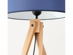 Sollux Lighting Lámpara de pie Natt moderno de tela/PVC/madera - 1 fuentes luminosas - L.77 x A.140 cm - marino/madera natural