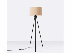 Lámpara de pie Nevia minimalista de tela/PVC/acero - 1 fuentes luminosas - L.40 x A.135 cm - color topo/negro Lámpara De Pie