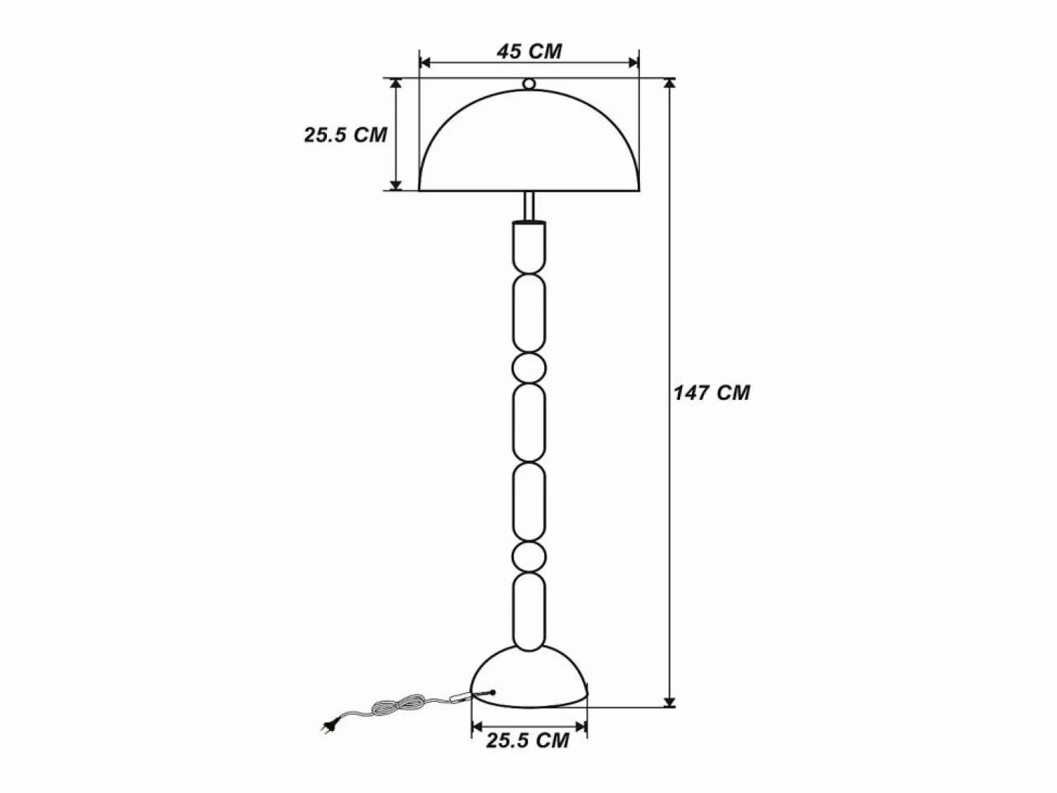Lámpara de pie tipo seta de metal, D. 45 x A. 147 cm, brillante, ELDON Lámpara De Pie