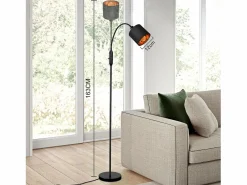 NETTLIFE Lámpara de pie vintage negra de tela con arco giratorio de 360° para una iluminación suave y decorativa Negro