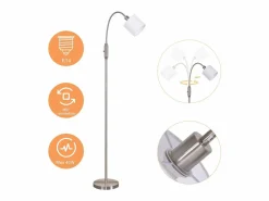 NETTLIFE Lámpara de pie vintage negra de tela con arco giratorio de 360° para una iluminación suave y decorativa Negro