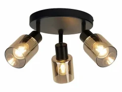 New NETTLIFE Lámpara de pie vintage para sala de estar 3 llamas de vidrio casquillo E14 lámpara de mesa ajustable de metal 350 Negro
