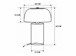 Clearance Lámpara de sobremesa con forma de seta en metal, D. 26 x Alt. 39 cm, , WINDY Lámpara De Mesa