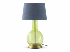 Online Lámpara de sobremesa cristal con tulipa de algodón azul Lámpara De Mesa