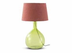 Lámpara de sobremesa cristal con tulipa de algodón terracota