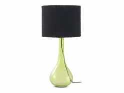 Lámpara de sobremesa cristal con tulipa de algodón negra Lámpara De Mesa