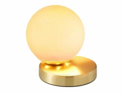 Clearance Lámpara de sobremesa de latón cepillado, L.16 x Alt.15 cm, Dorado y blanco, SOFIA Lámpara De Mesa