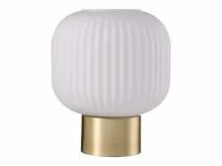 OZAIA Lámpara de sobremesa de latón dorado y vidrio blanco D.20 x Alt.20 cm - LOUXOR