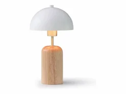 Online Lámpara de sobremesa de madera y metal - D. 20 x Alt. 35,5 cm - Natural y blanco - TANTA Lámpara De Mesa