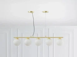OZAIA Lámpara de suspensión de latón dorado y blanca 5 globos - SOFIA