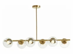OZAIA Lámpara de techo de latón pulido y 6 globos de cristal - Ancho 98 cm - YUKON