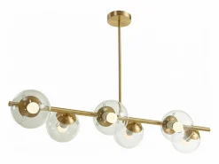 OZAIA Lámpara de techo de latón pulido y 6 globos de cristal - Ancho 98 cm - YUKON