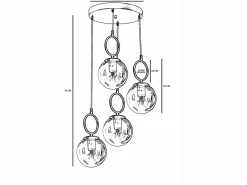 OZAIA Lámpara de techo de metal 4 globos - Luminaria D.30 x Alt.70 cm - Blanco y cobre - ASROUN