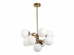 OZAIA Lámpara de techo de metal - lámpara D. 70 x Alt. 80 cm - Blanco y dorado - MUDONI