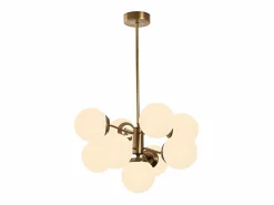 OZAIA Lámpara de techo de metal - lámpara D. 70 x Alt. 80 cm - Blanco y dorado - MUDONI