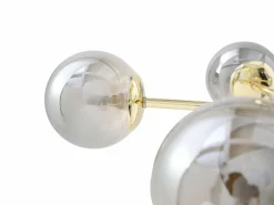 Hot Lámpara de techo de metal y vidrio ahumado brillante - 5 globos - D. 58,5 x Alt. 21 cm - Dorado - SOFIA Plafón