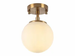 Online Lámpara de techo de metal con globo - D.15 x Alt. 23 cm - y blanco - DAMAR Plafón