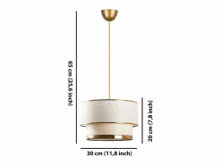 OZAIA Lámpara de techo de metal - D.30 x Alt. 65 cm - Dorado y beige - RAYONA