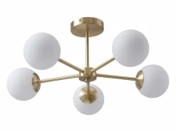 Outlet Lámpara de techo en latón y blanco L.58.5 x Alt.21 cm- SOFIA Plafón