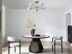 Outlet Lámpara de techo en latón y blanco L.58.5 x Alt.21 cm- SOFIA Plafón