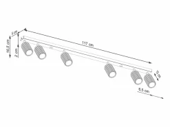 Online Lámpara De Techo Karbon Minimalista De Aluminio - 6 Fuentes Luminosas - L.117 X A.16,5 Cm - Plafón