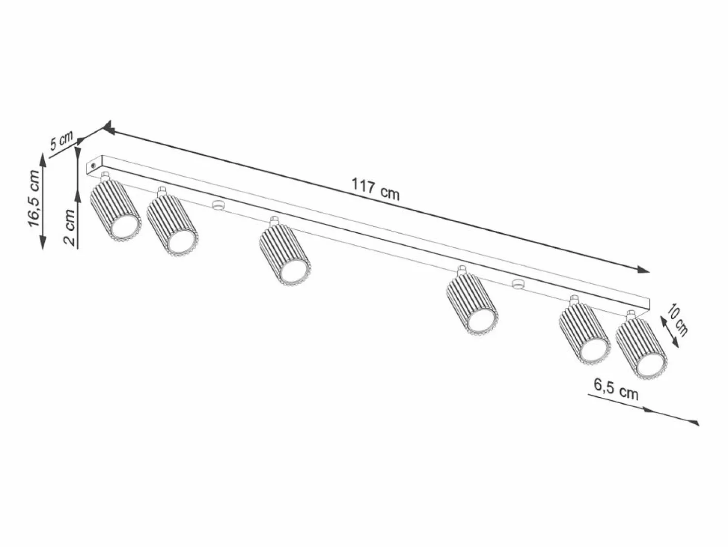 Online Lámpara De Techo Karbon Minimalista De Aluminio - 6 Fuentes Luminosas - L.117 X A.16,5 Cm - Plafón