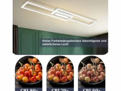 NETTLIFE Lámpara de techo LED , moderna, geométrica, regulable, con control remoto.White