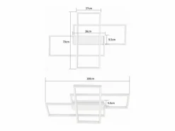 NETTLIFE Lámpara de techo LED con control remoto, moderna lámpara de techo geométrica, negra, regulable