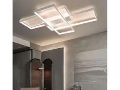 NETTLIFE Lámpara de techo LED con control remoto, moderna lámpara de techo geométrica, negra, regulable