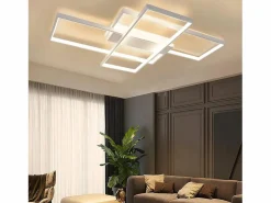 NETTLIFE Lámpara de techo LED con control remoto, moderna lámpara de techo geométrica, negra, regulable