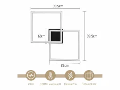 Discount Lámpara de techo LED para dormitorio, 24 W, para sala de estar, blanca cálida, moderna, cuadrada y negra. Plafón