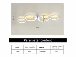 Hot Lámpara de techo LED de 100 cm regulable con 4 anillos, iluminación blanca moderna de 56 W con control remoto Plafón