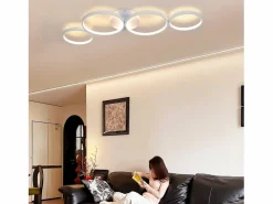 Hot Lámpara de techo LED de 100 cm regulable con 4 anillos, iluminación blanca moderna de 56 W con control remoto Plafón