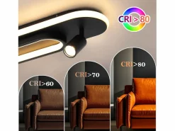 Hot Lámpara de techo LED negra moderna regulable para dormitorio con 1 foco de techo Plafón