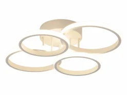 Hot NETTLIFE Lámpara de techo LED , 4 anillos, regulable, blanca, 48 W, para salón Blanco