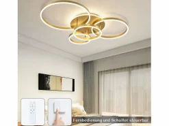 Lámpara de techo LED para sala de estar, color negro, regulable, para dormitorio, 61 cm, diseño moderno, con control remoto, 50 W. Plafón