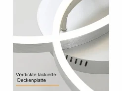 New NETTLIFE Lámpara de techo LED para salón, regulable, 82 cm, diseño moderno, dorada, 74 W, para dormitorio con mando a distancia. Gris