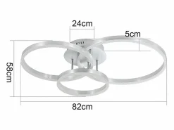 New NETTLIFE Lámpara de techo LED para salón, regulable, 82 cm, diseño moderno, dorada, 74 W, para dormitorio con mando a distancia. Gris