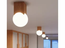 Sollux Lighting Lámpara de techo Lumivere minimalista de madera/vidrio - 1 fuentes luminosas 4000K - L.12 x A.19 cm - madera natural/