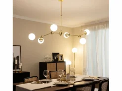 Lámpara de Techo Metal y Cristal Moonlight 6 Focos Dorado Plafón